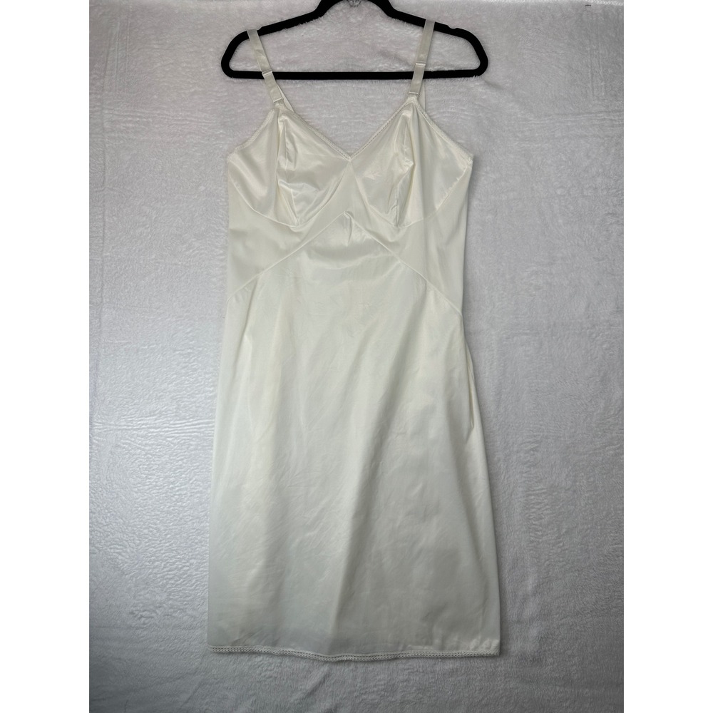 Komar Vintage Full Slip Women 38 Cream Lace Trim Adjustable Straps